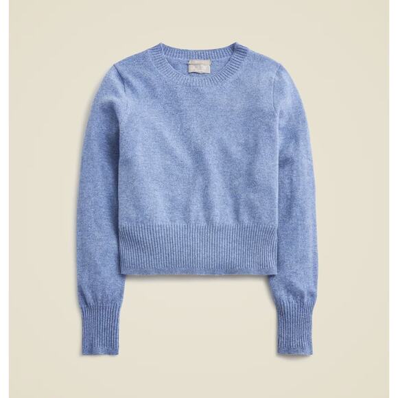 J. Crew Cashmere Crewneck Sweater Cropped Fit Pullover Blue Womens Medium NWT - Picture 3 of 11